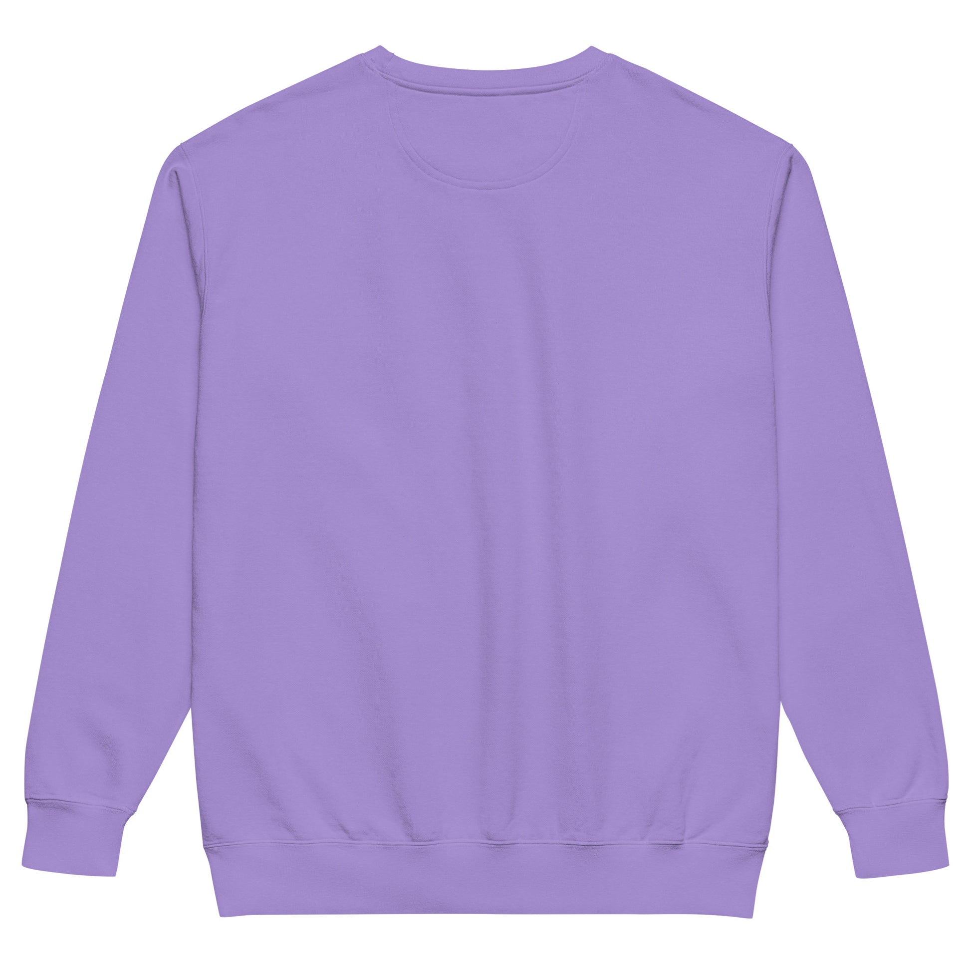Back view of a purple garment-dyed sweatshirt for pickleball enthusiasts.