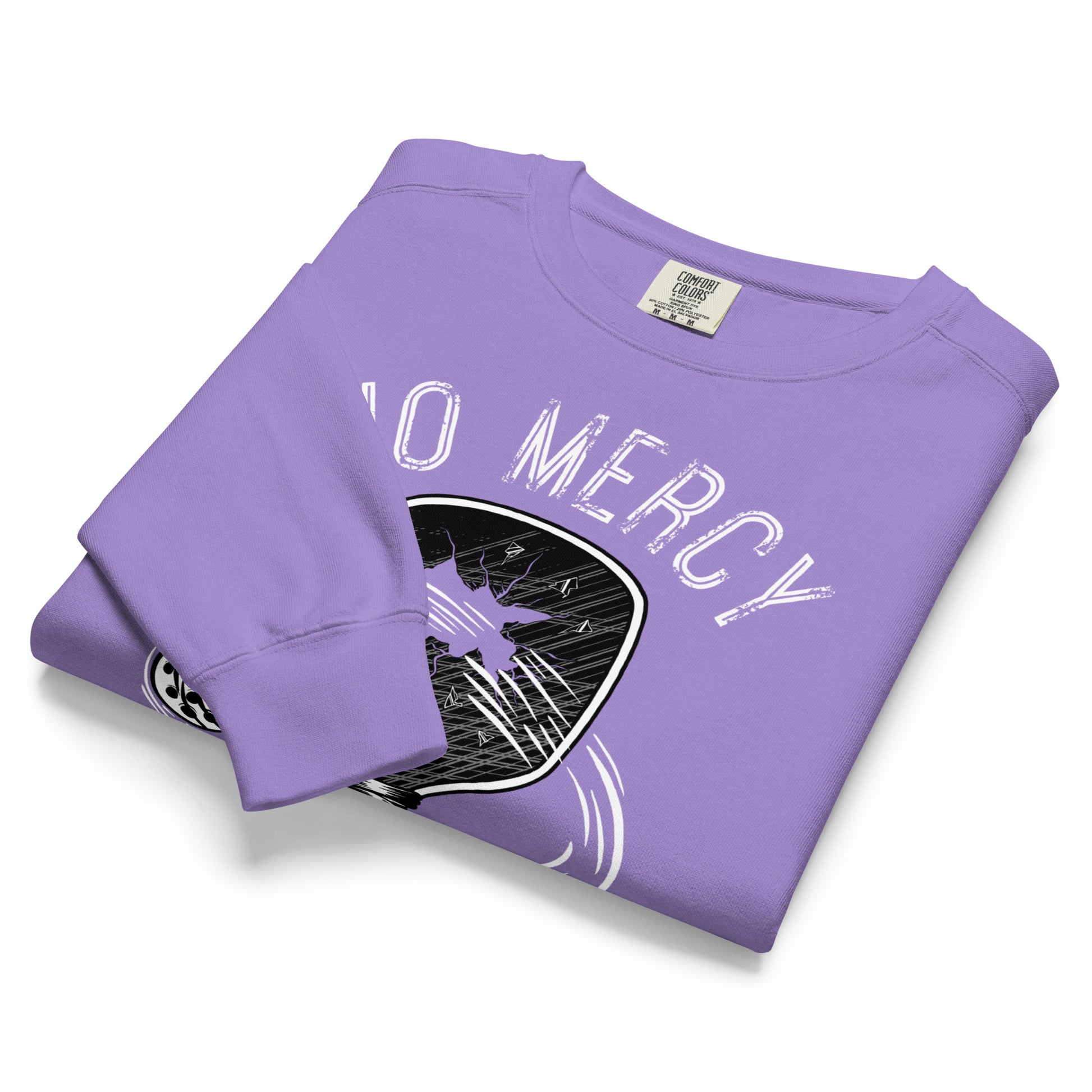 Pickleball No Mercy Series unisex garment-dyed sweatshirt in purple color, designed for comfort and style.