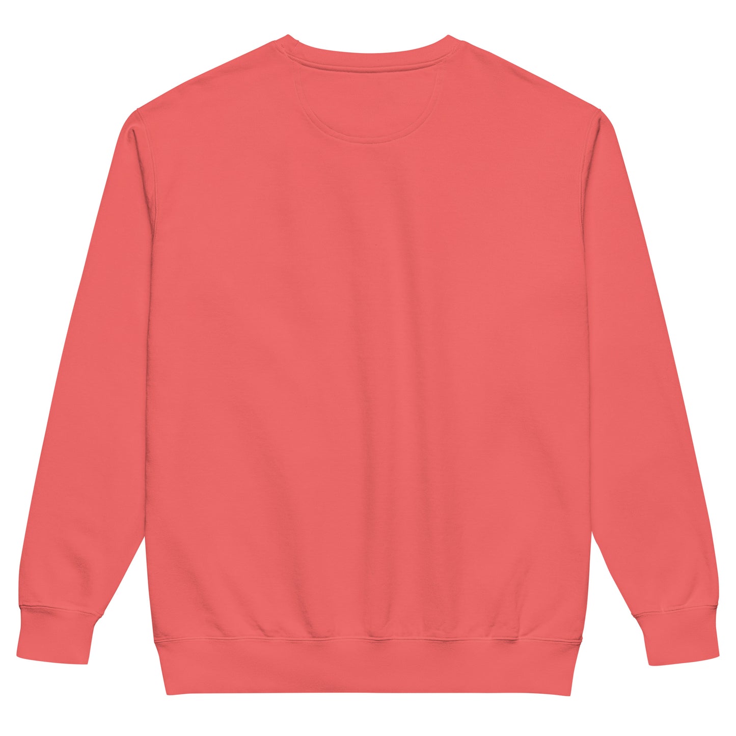 Back view of Pickleball No Mercy Series unisex garment-dyed sweatshirt in vibrant coral color.