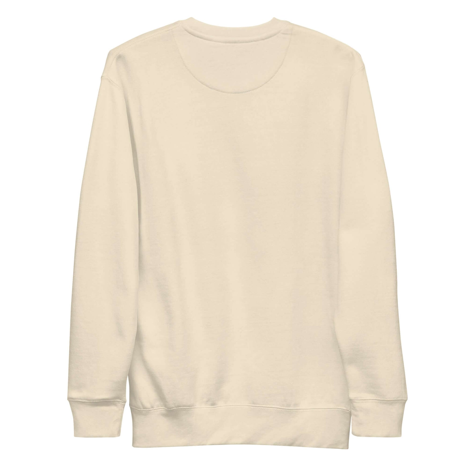 Back view of Women's Peace, Love, Pickleball Premium Sweatshirt in a cream color, highlighting its soft fabric and casual style.