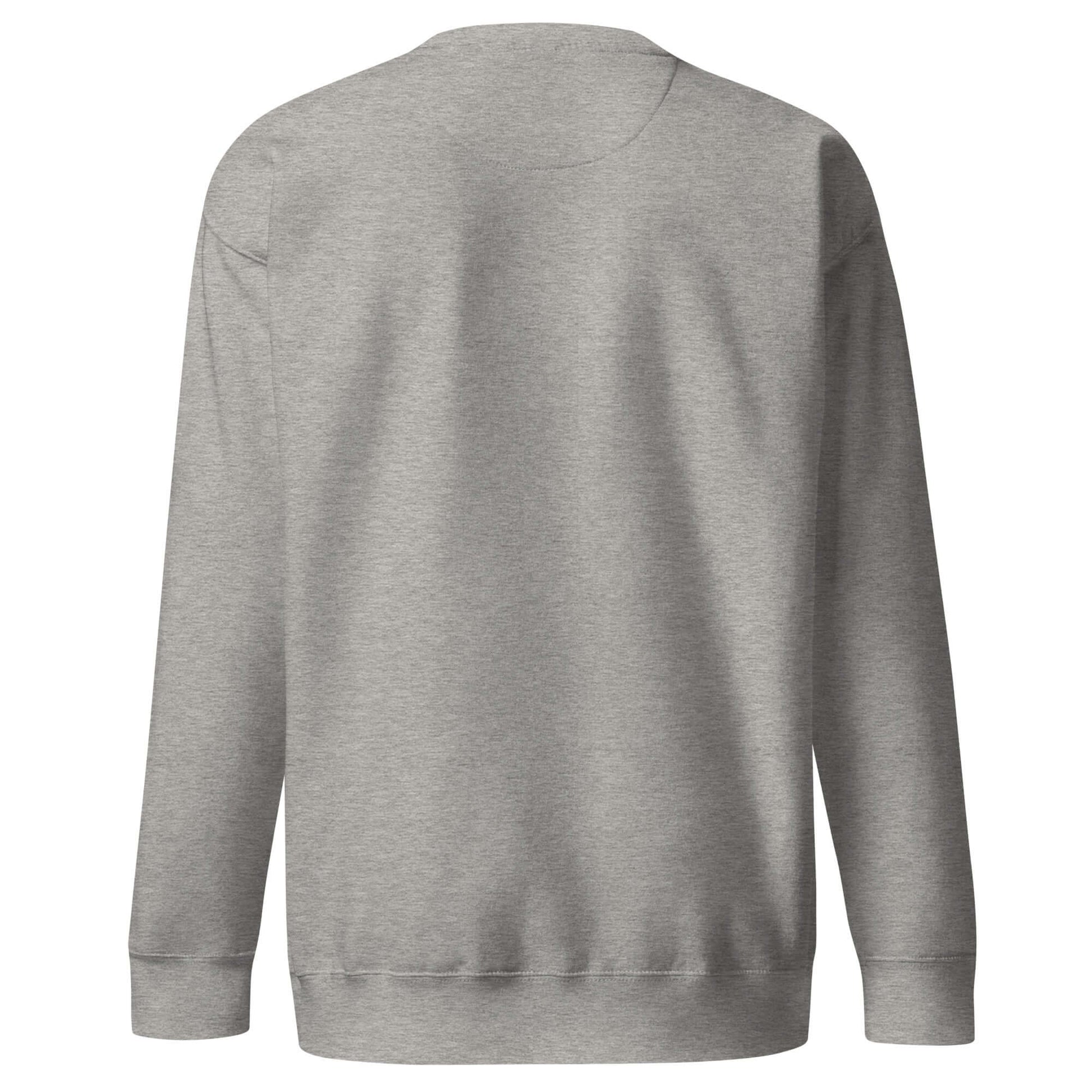 Back view of Women's Peace, Love, Pickleball Premium Sweatshirt in grey, showcasing comfortable and stylish design.