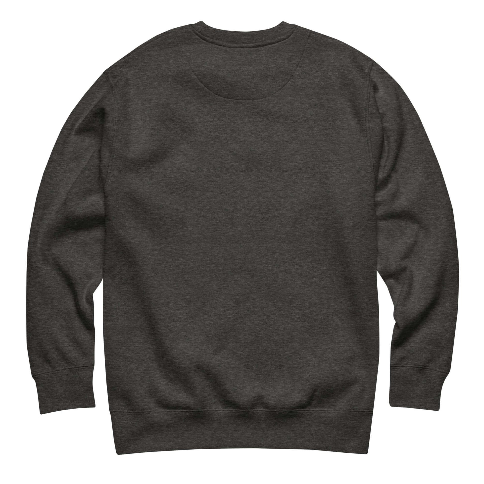 Back view of Women's Peace, Love, Pickleball Premium Sweatshirt in dark gray color, showcasing its cozy design.