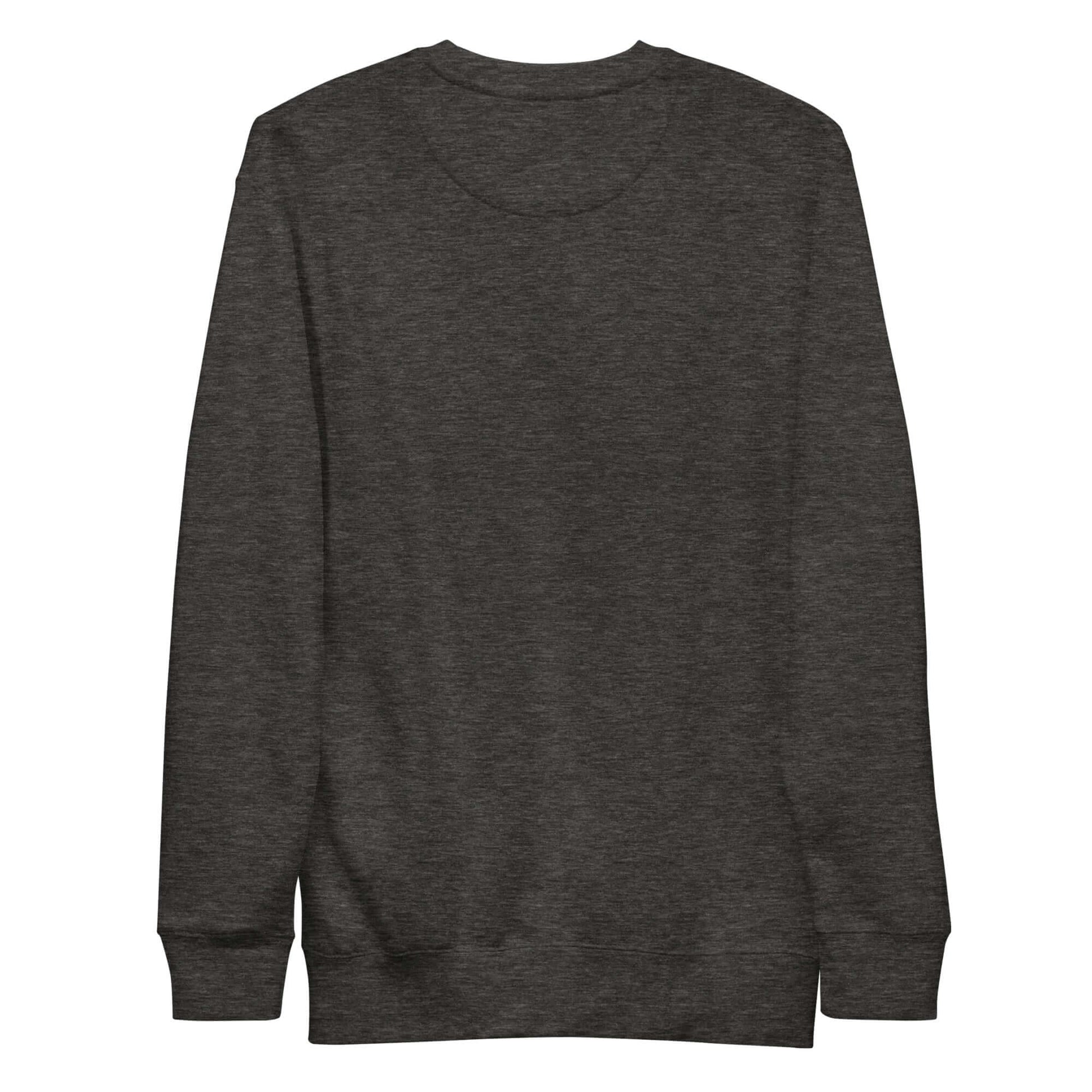 Back view of Women's Peace, Love, Pickleball Premium Sweatshirt in dark gray fabric.