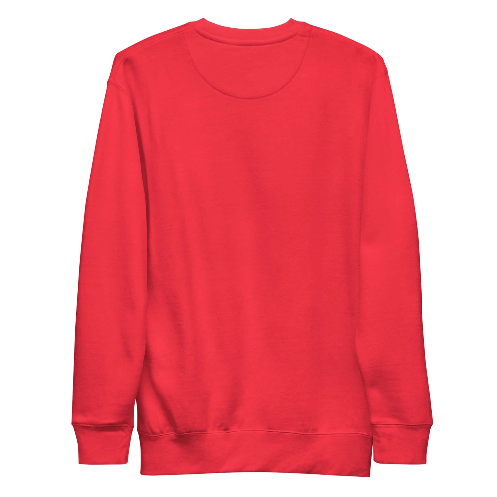 Back view of a red Women's Peace, Love, Pickleball Premium Sweatshirt, perfect for casual wear and pickleball enthusiasts.