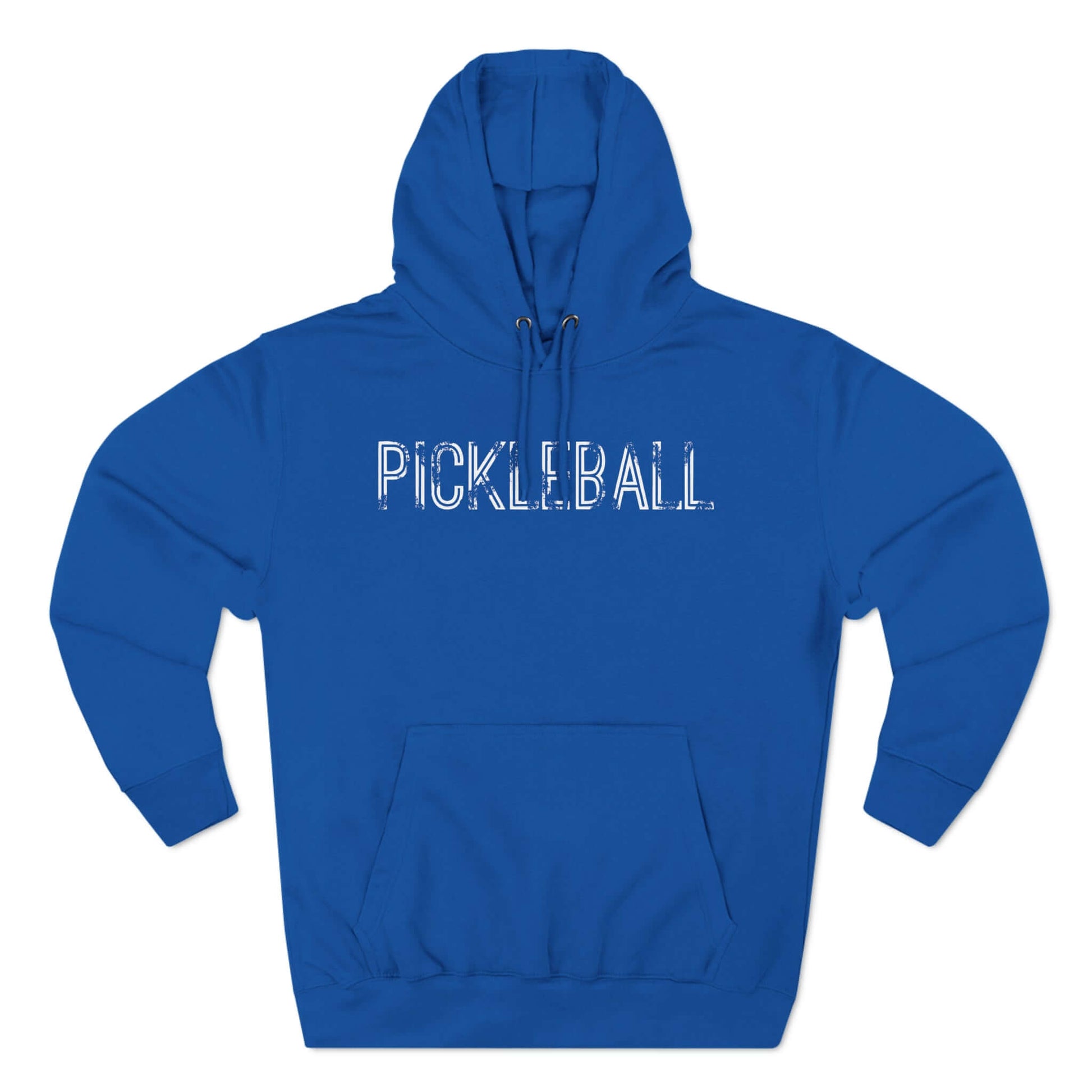 Blue Urban FO Pickleball Series fleece hoodie with "PICKLEBALL" text, designed for comfort and warmth on the court.