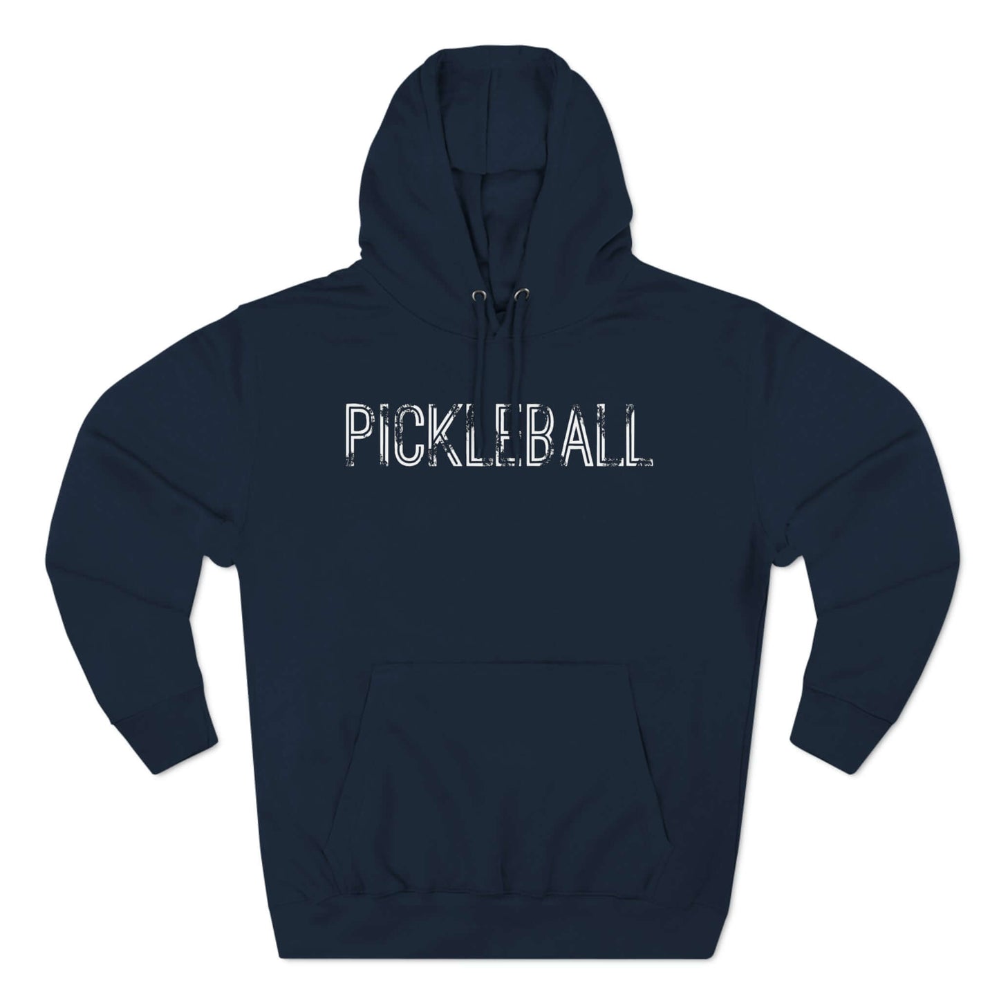 Urban FO Pickleball Series Three-Panel Fleece Hoodie in black with "PICKLEBALL" text, ideal for chilly pickleball matches.