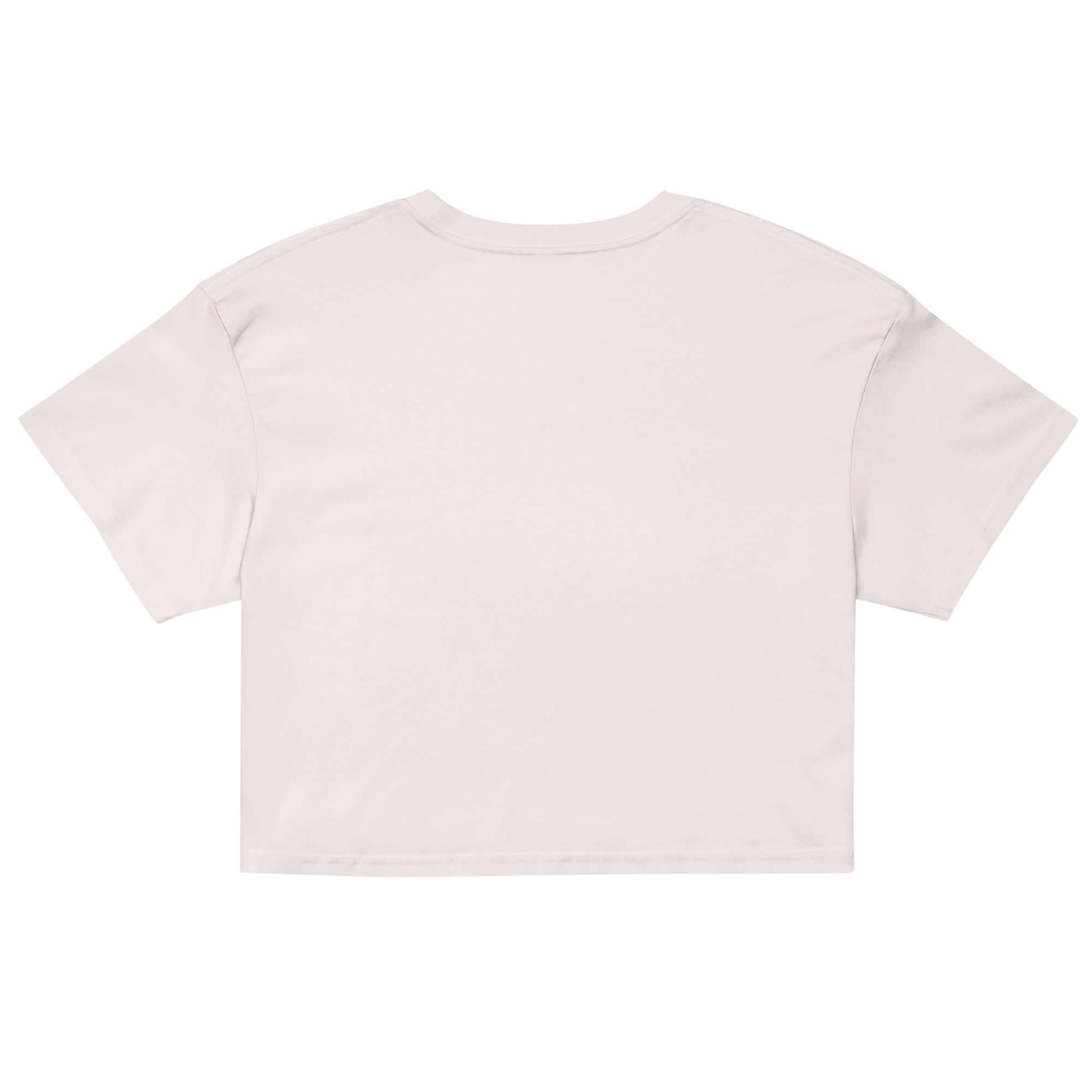 Back view of Women's Peace, Love, Pickleball Crop Top, showcasing its trendy and relaxed fit.