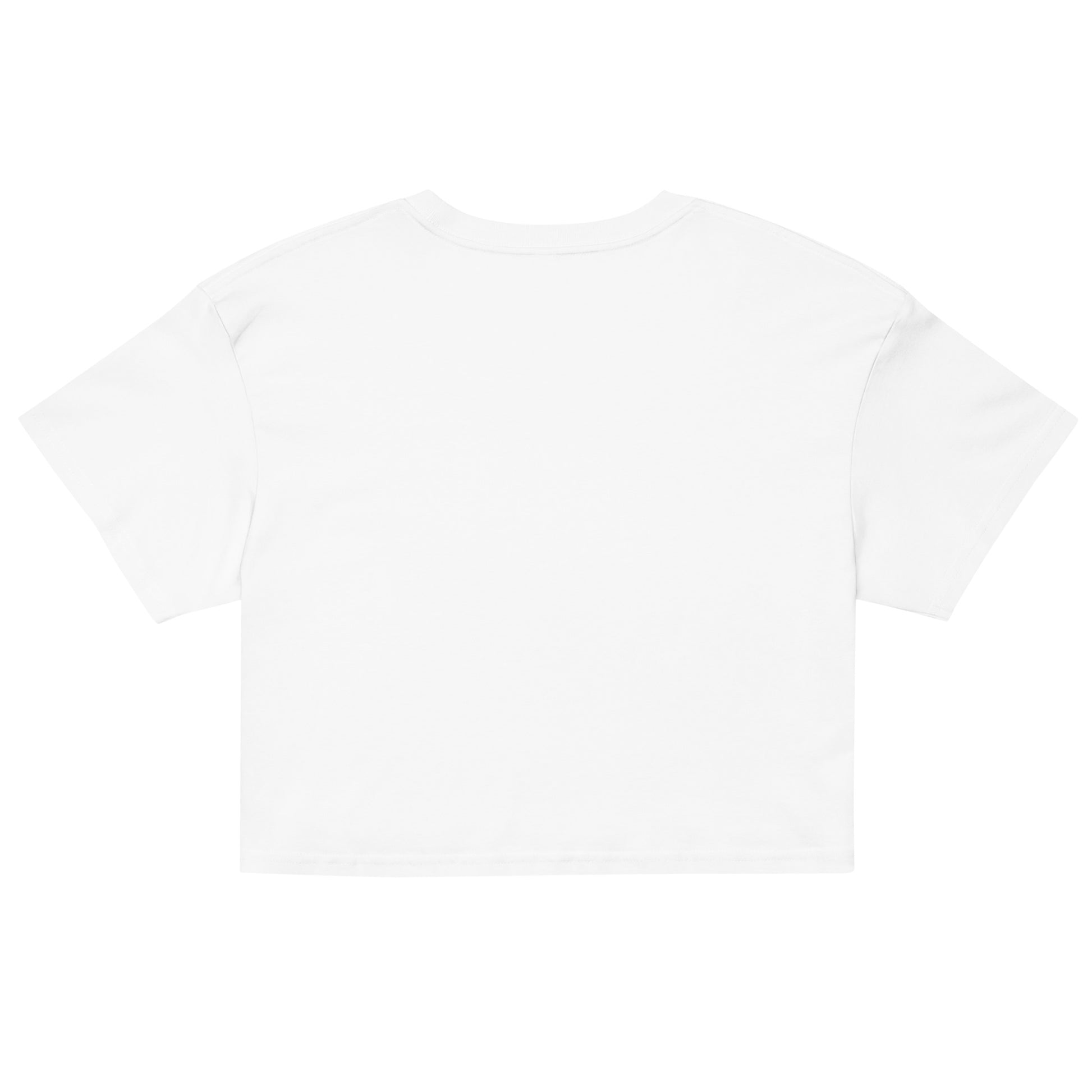 Back view of Women’s LOVE Pickleball Crop Top in white, showcasing its stylish and comfortable design.