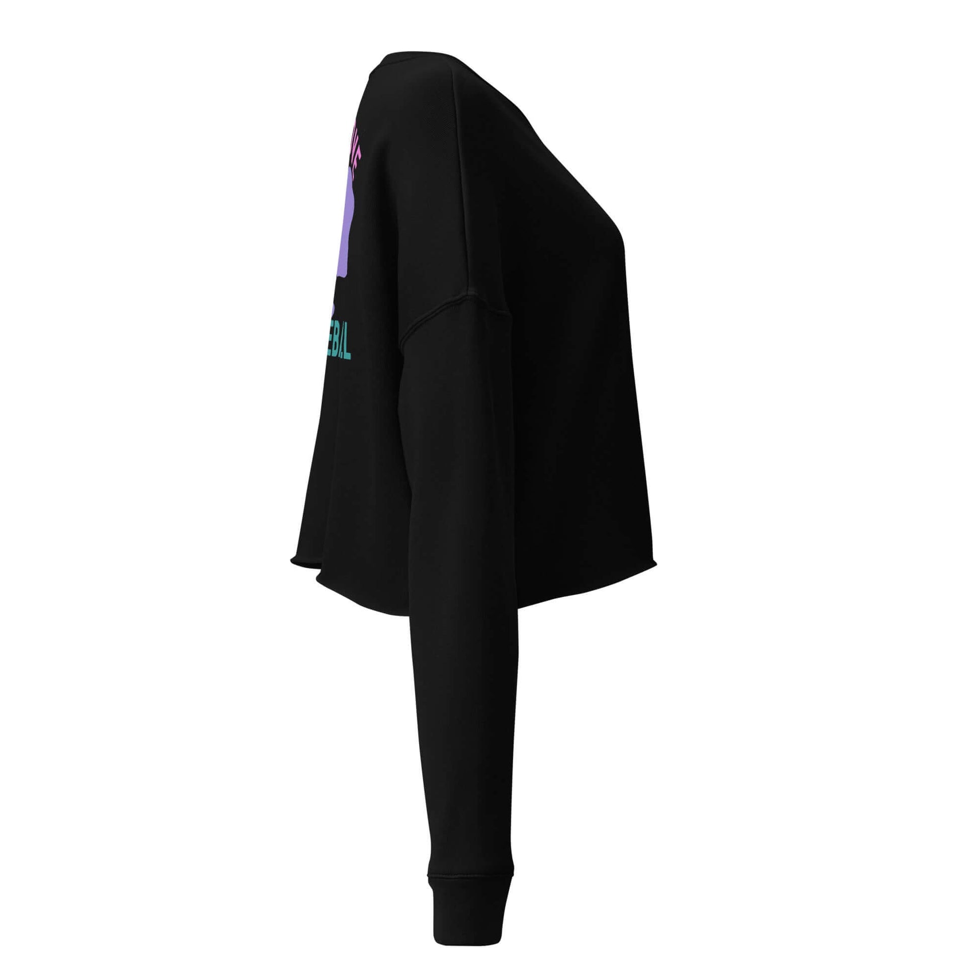Side view of Women's Peace, Love, Pickleball Crop Sweatshirt, stylish and comfortable for pickleball fans.