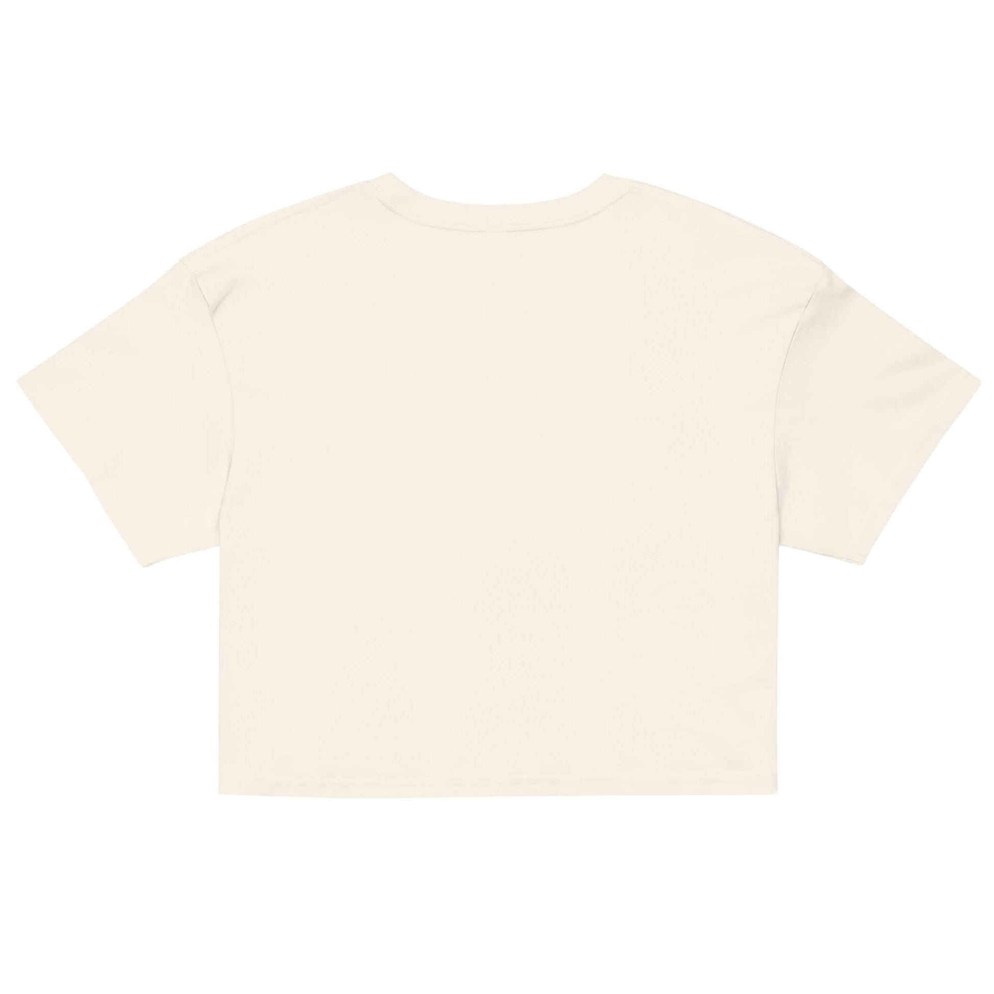 Back view of Women's Peace, Love, Pickleball Crop Top in cream color, perfect for casual and sporty styles.