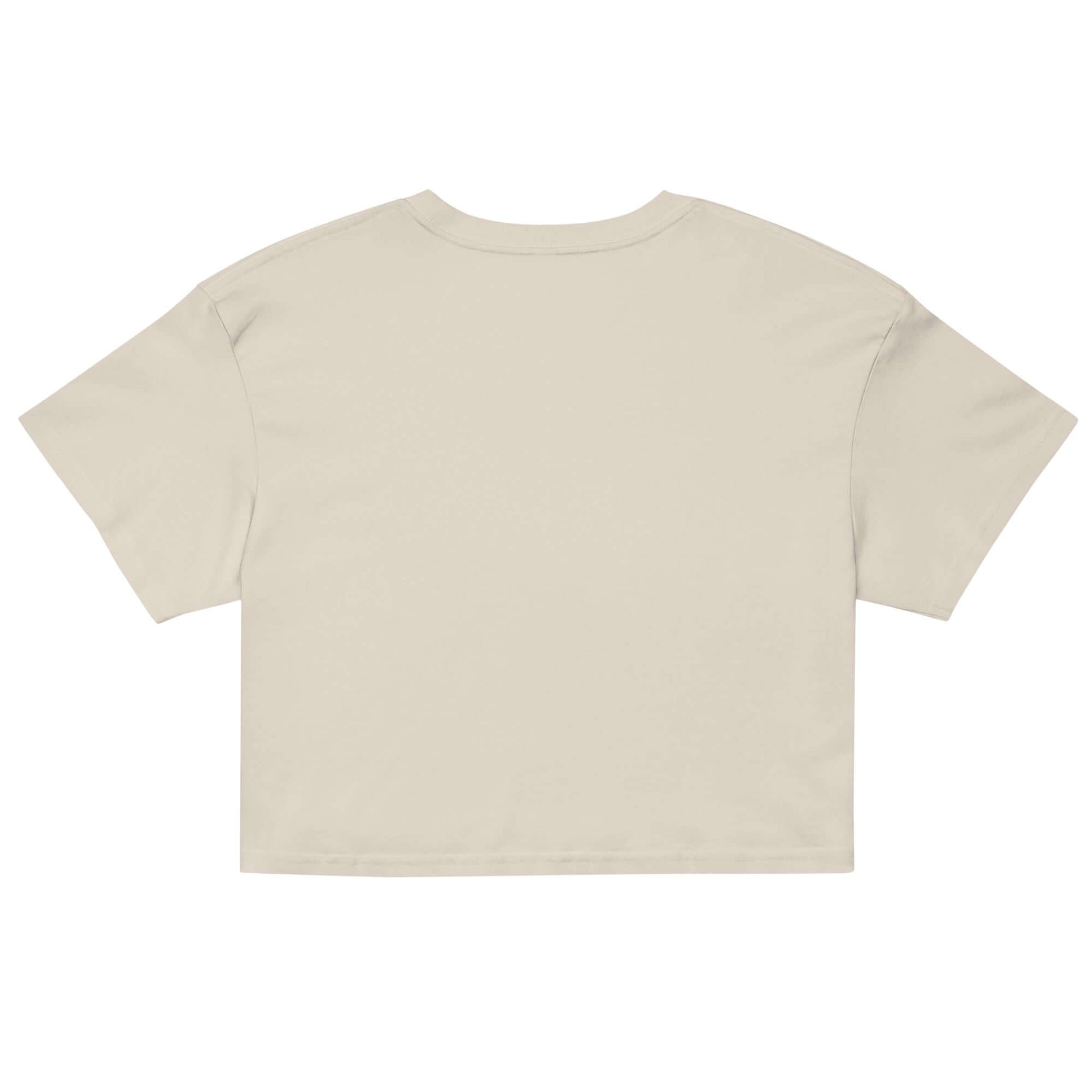 Back view of Women's Peace, Love, Pickleball Crop Top in a neutral color, perfect for sporty casual wear.