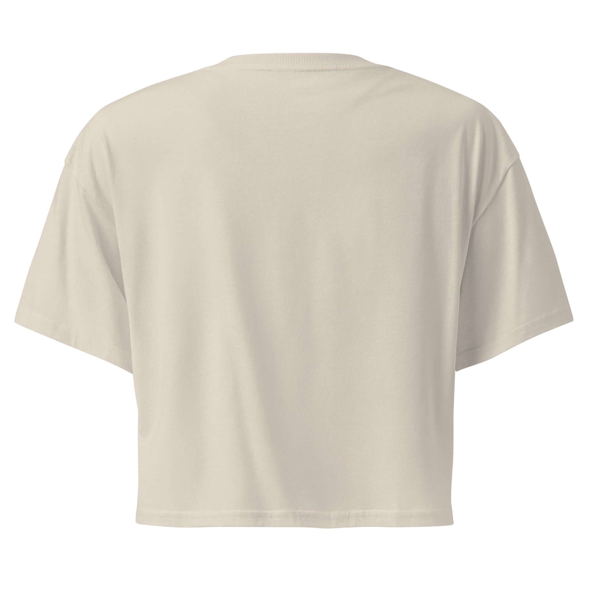 Back view of a Women's Peace, Love, Pickleball Crop Top in light color, perfect for stylish and sporty wear.