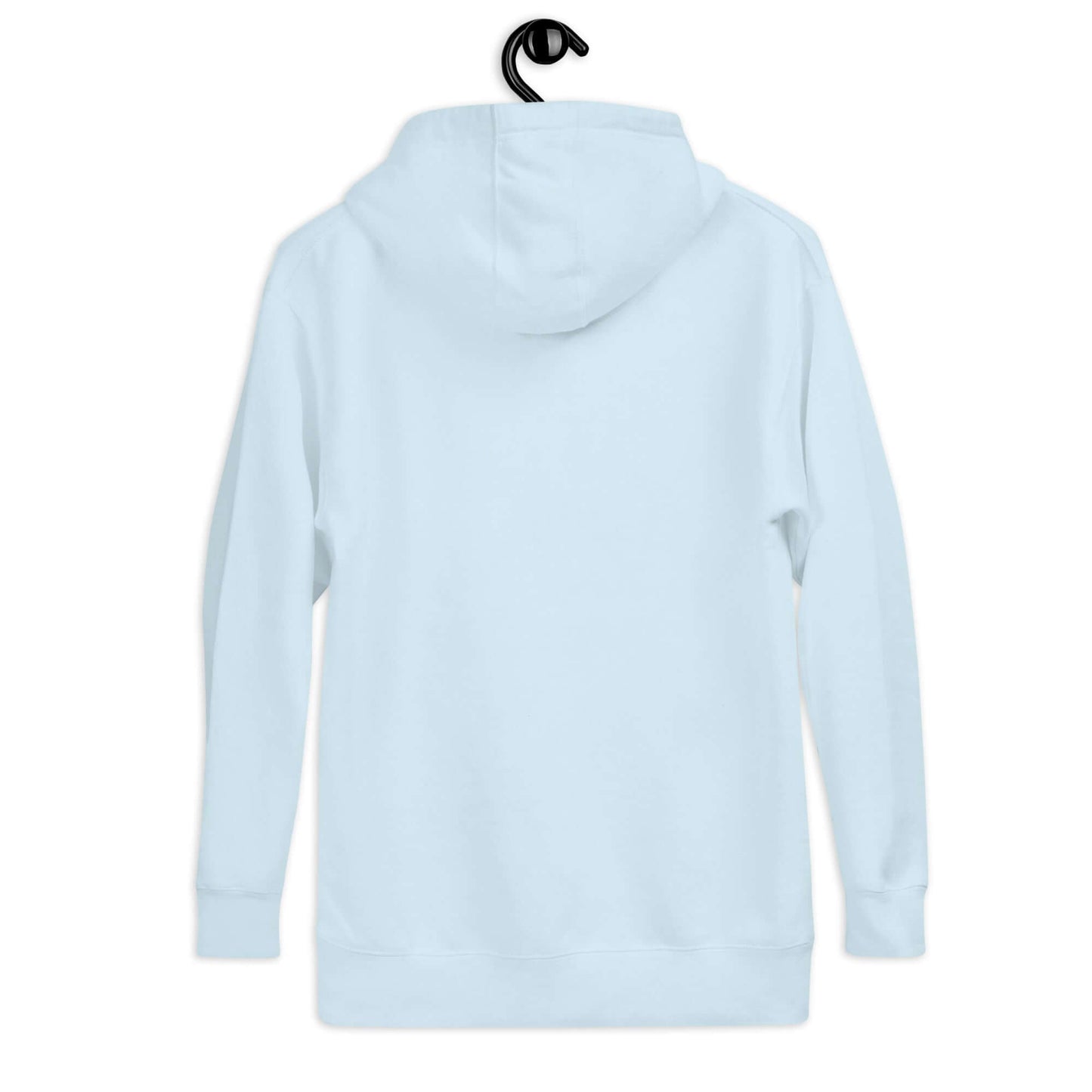 Back view of Women's Peace, Love, Pickleball Hoodie in light blue, perfect for comfort and style.
