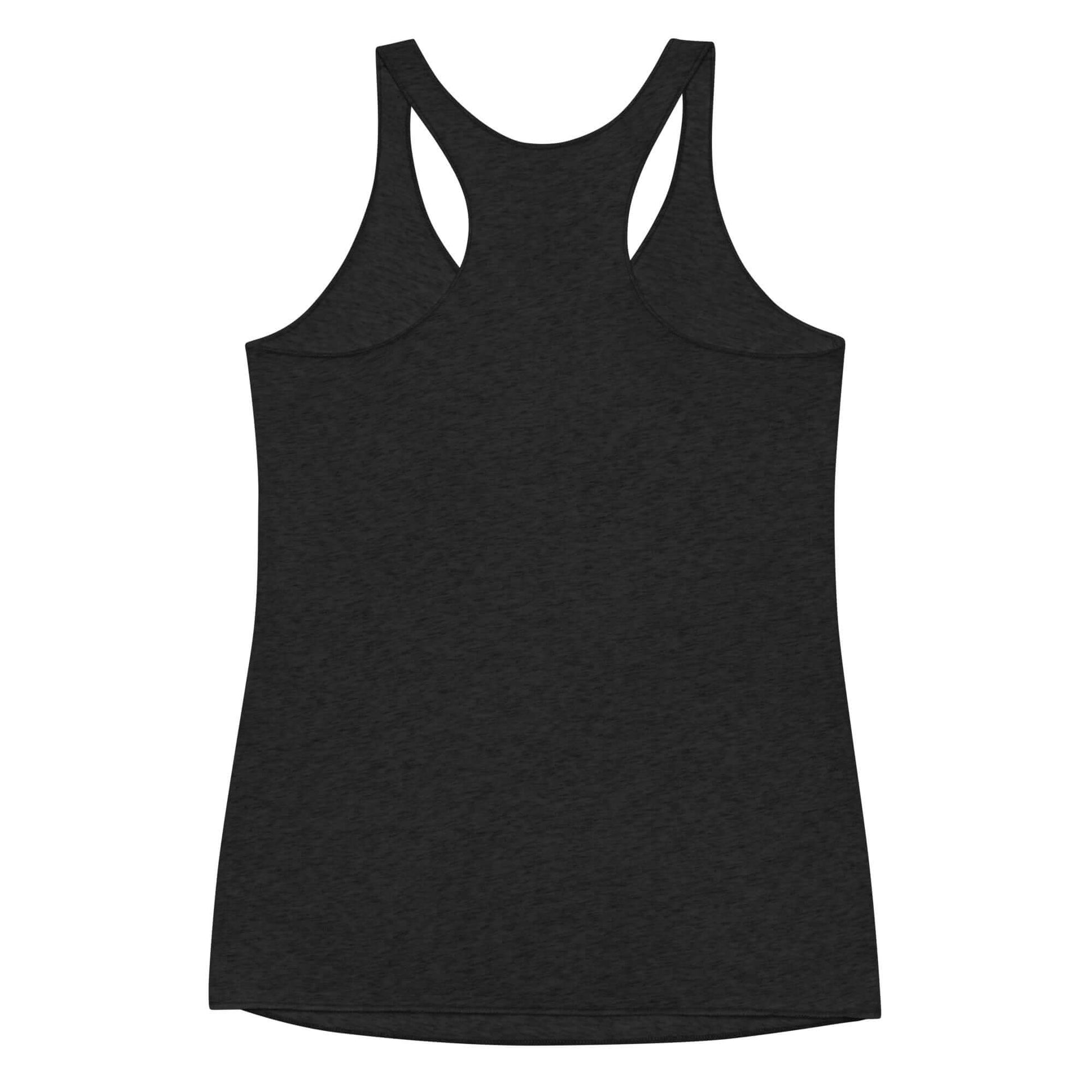 Back view of Women's Peace, Love, Pickleball Racerback Tank in black, ideal for active and casual wear.