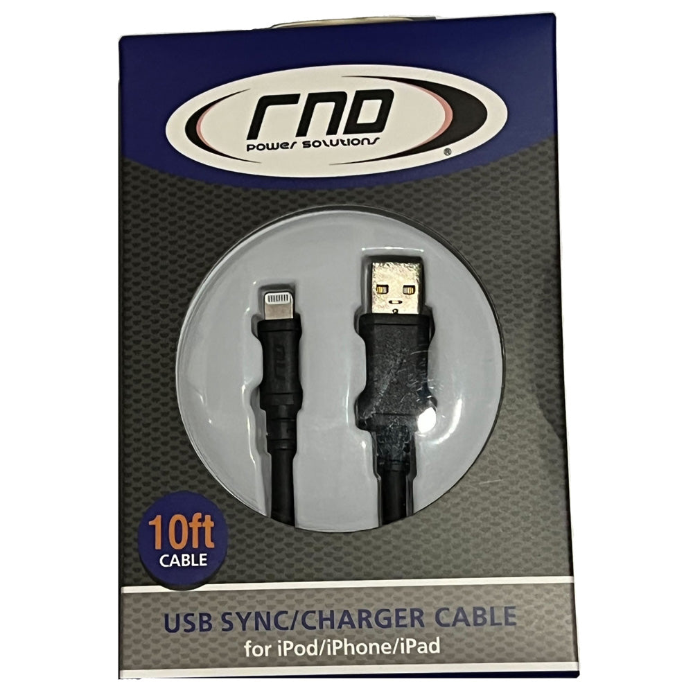 Black 10FT Lightning Apple Cable in Packaging