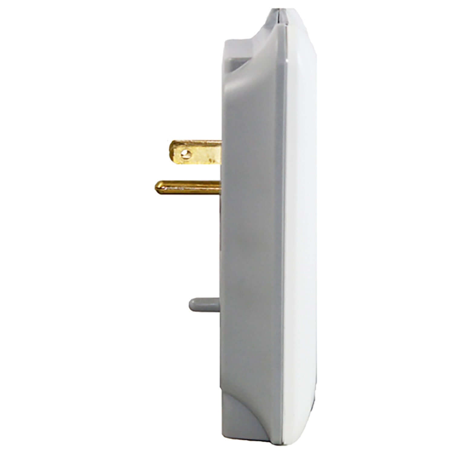 Side view of RND Power Solutions 3.4A slim charging station with 3 outlets and 2 USB ports for convenient device charging.