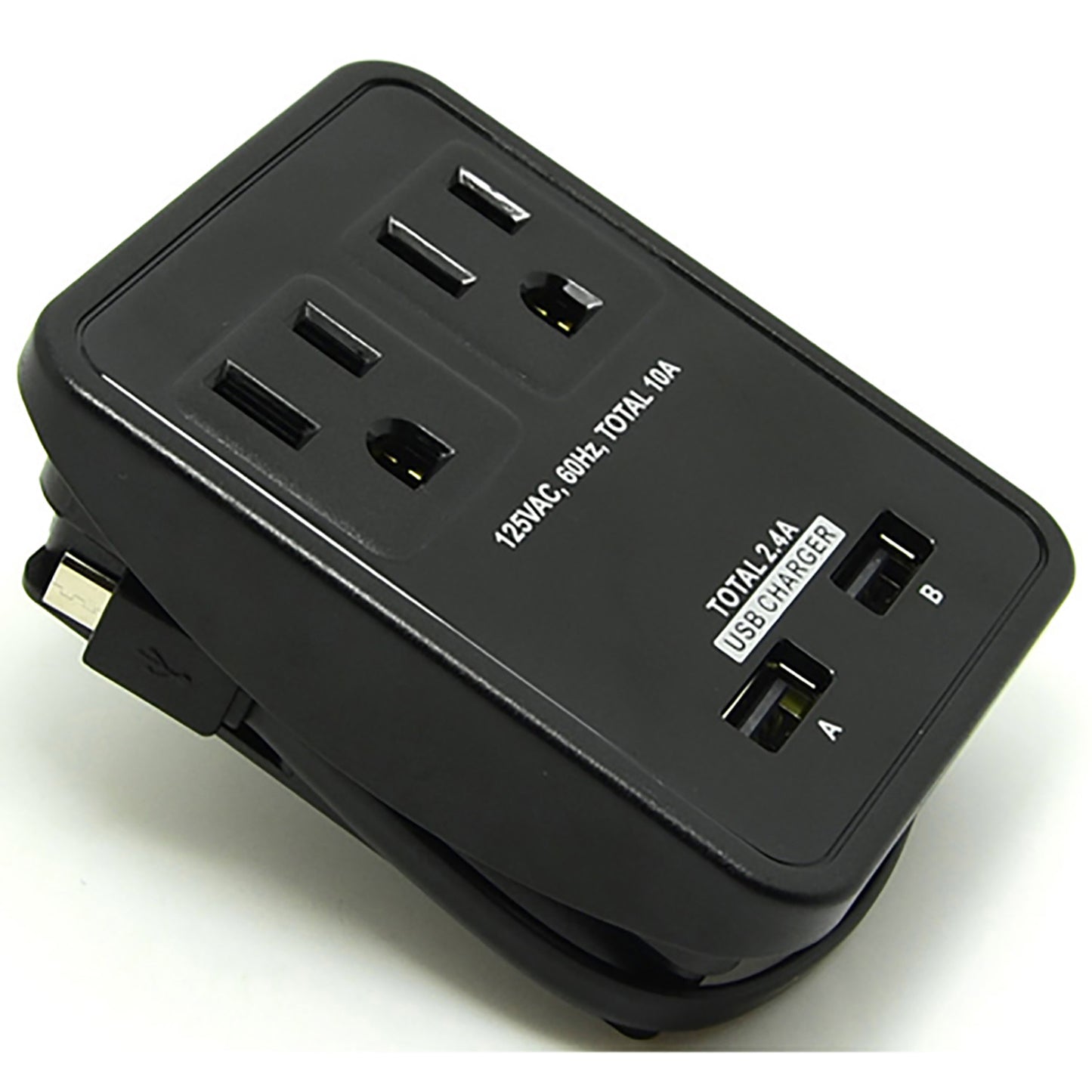 Compact Power Station 2.4 Amp Dual USB Ports, 2 AC Outlet Wall Charger with an attached 7 inch Micro USB cable by RND - RND Power Solutions - 2