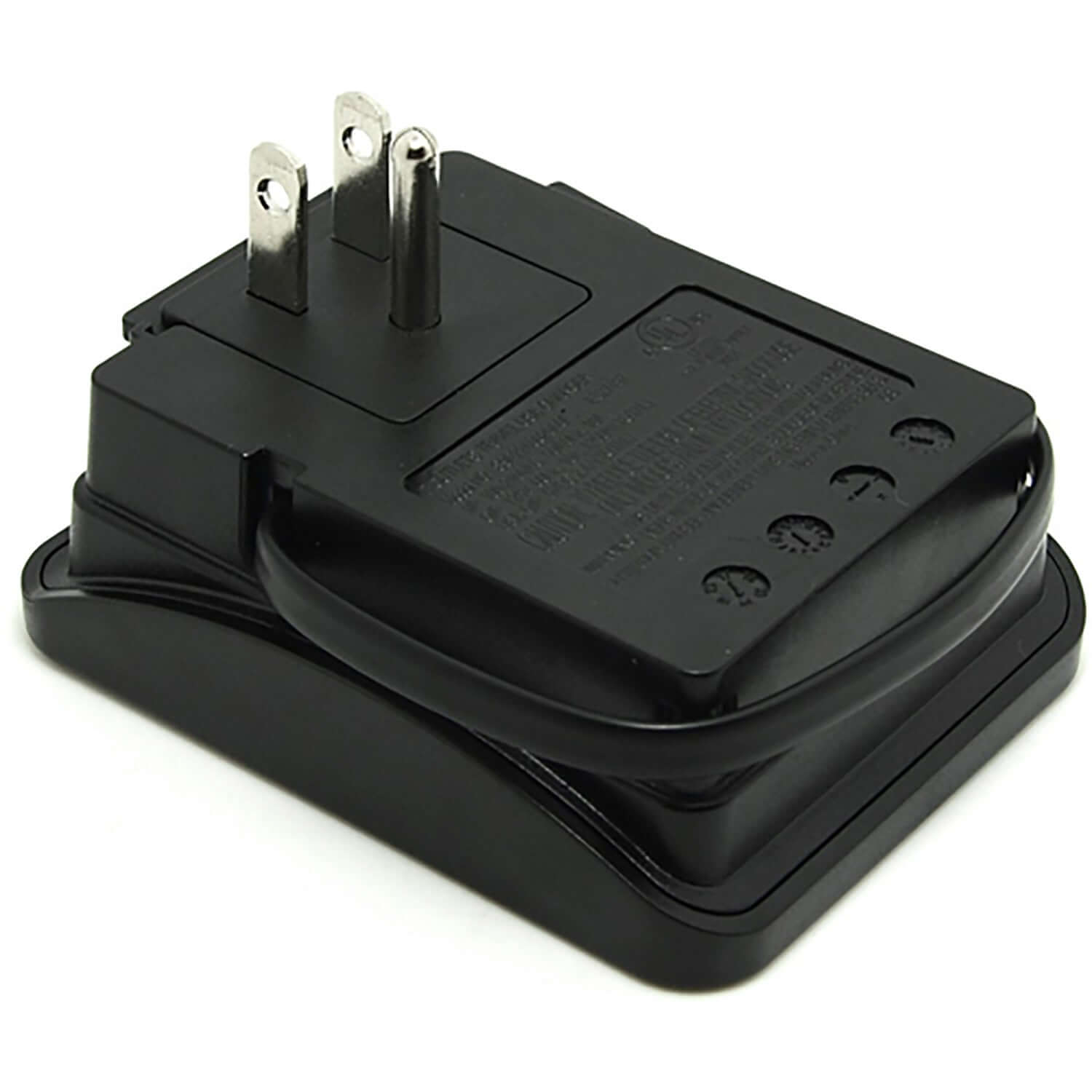 Compact power station for cell phones by RND Power Solutions, featuring a 2-port USB hub and sleek black design.
