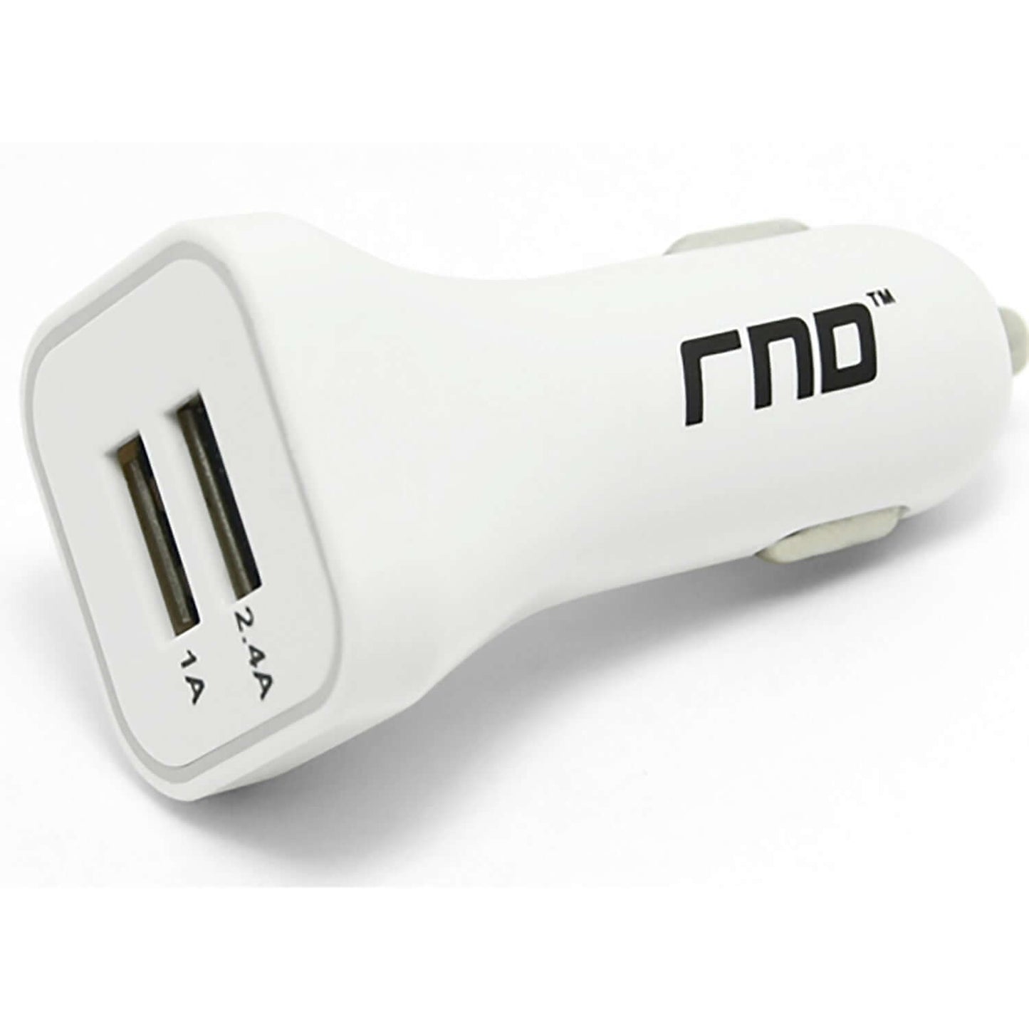 Dual USB port RND Power Blaster 3.4A car charger for fast charging, features safety protection, plugs into cigarette-lighter outlet.