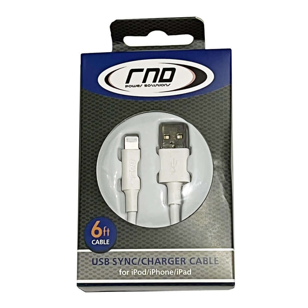 RND Power Solutions 6ft lightning to USB cable for iPod, iPhone, iPad packaging