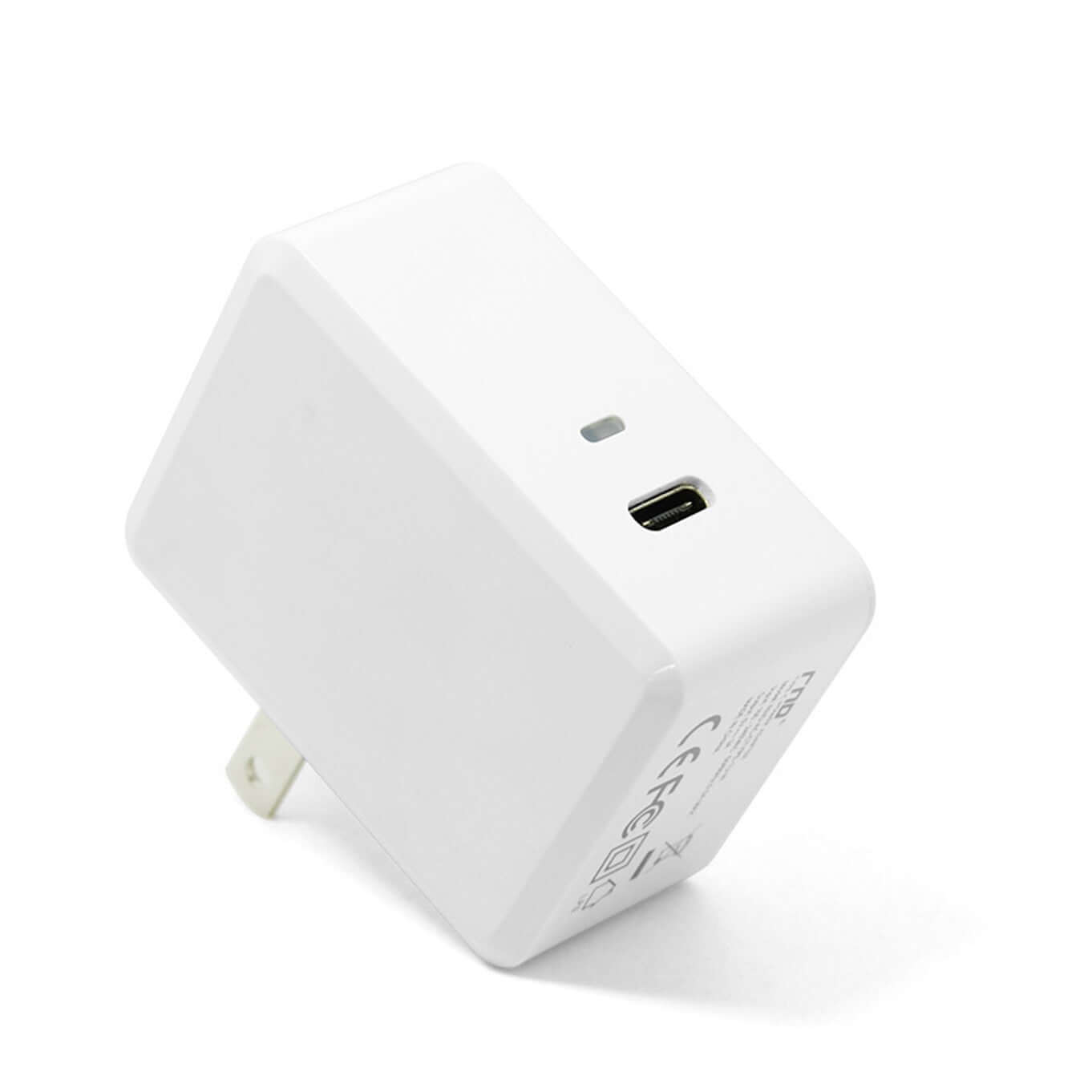 USB-C 3A AC Charger by RND Power Solutions, featuring a compact design with a single Type-C port for fast charging devices.