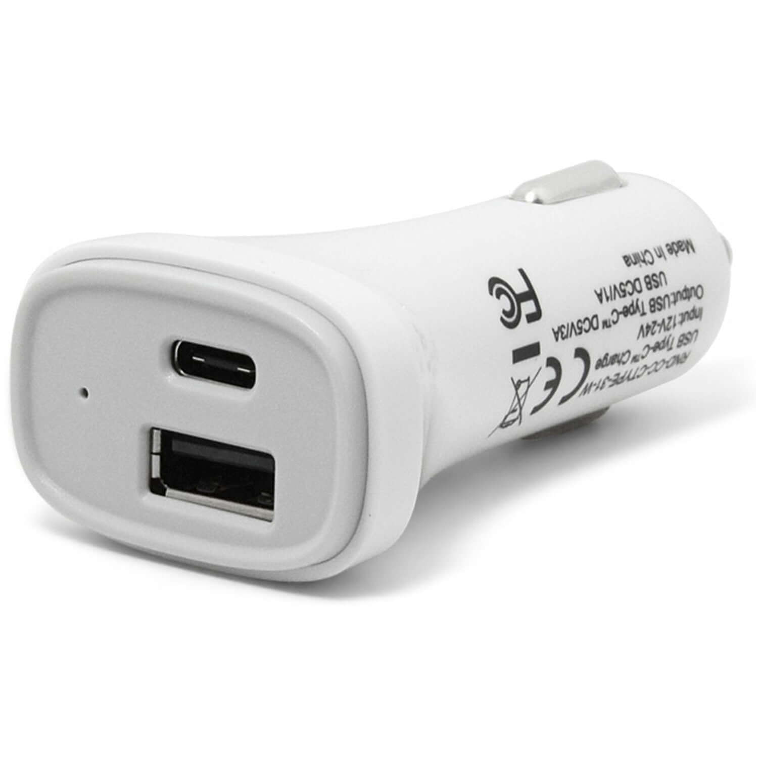 USB-C 4A car charger with dual ports for safe charging, featuring Type C and USB compatibility, designed for optimal protection.