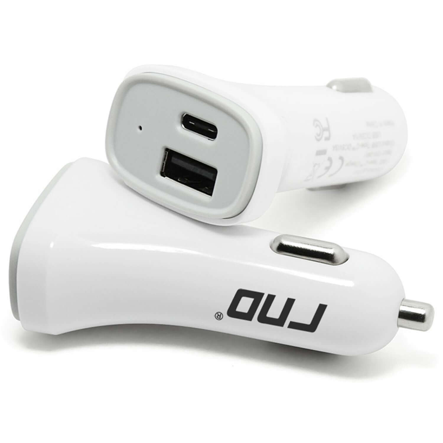 USB-C 4A car charger with dual ports for USB and Type C, offering safe and efficient charging with over-current protection.