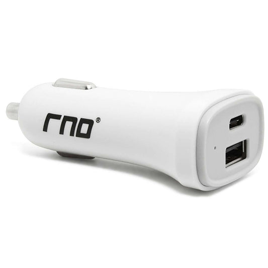USB-C 4A car charger with dual ports, featuring USB and Type C connections, designed for safe charging with over-current protection.