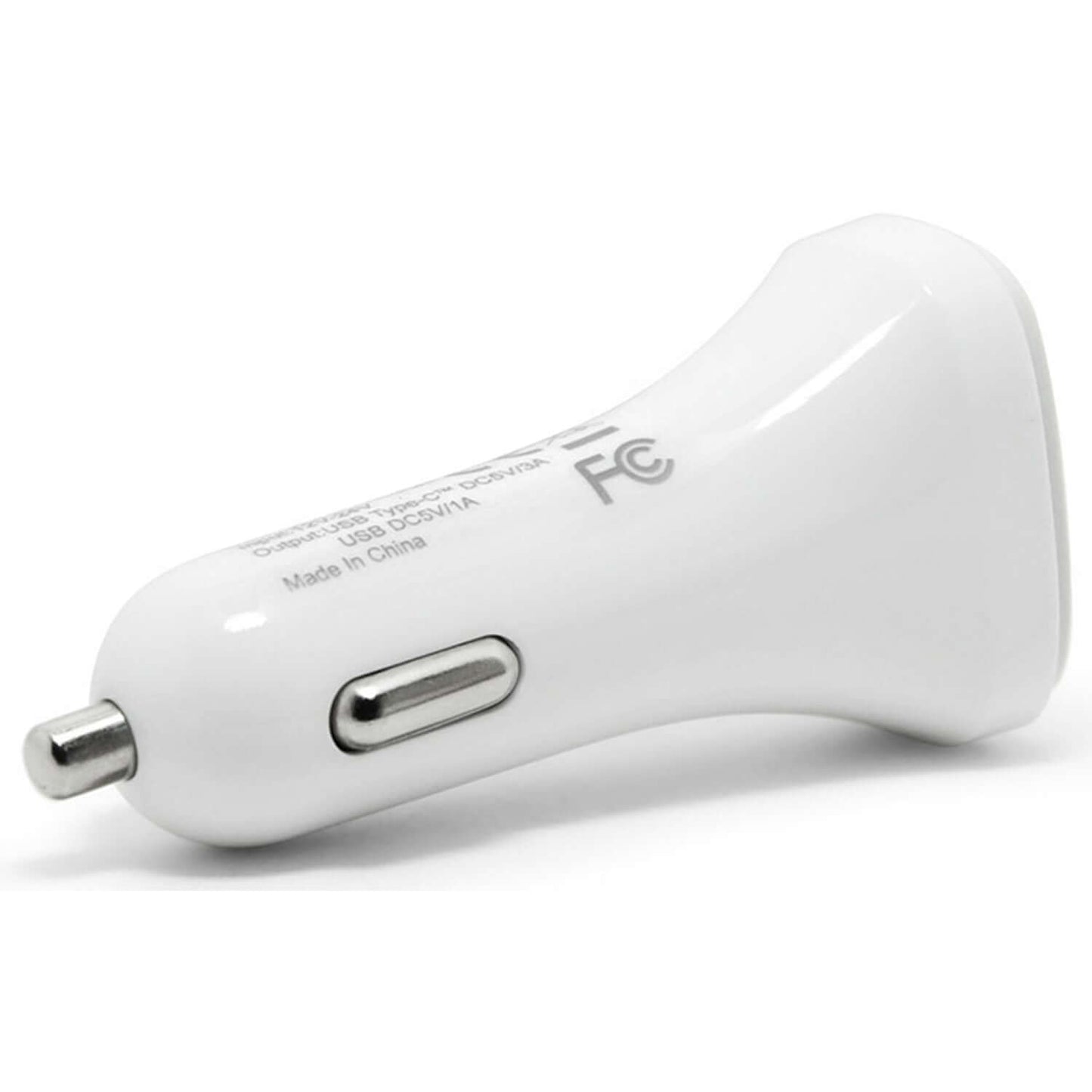 USB-C 4A Car Charger with dual ports, including USB and Type C, featuring over-current and short-circuit protection for safe charging.